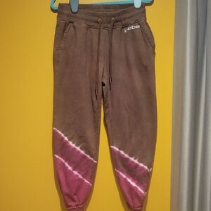 Bebe Brown Joggers with Pink Accents